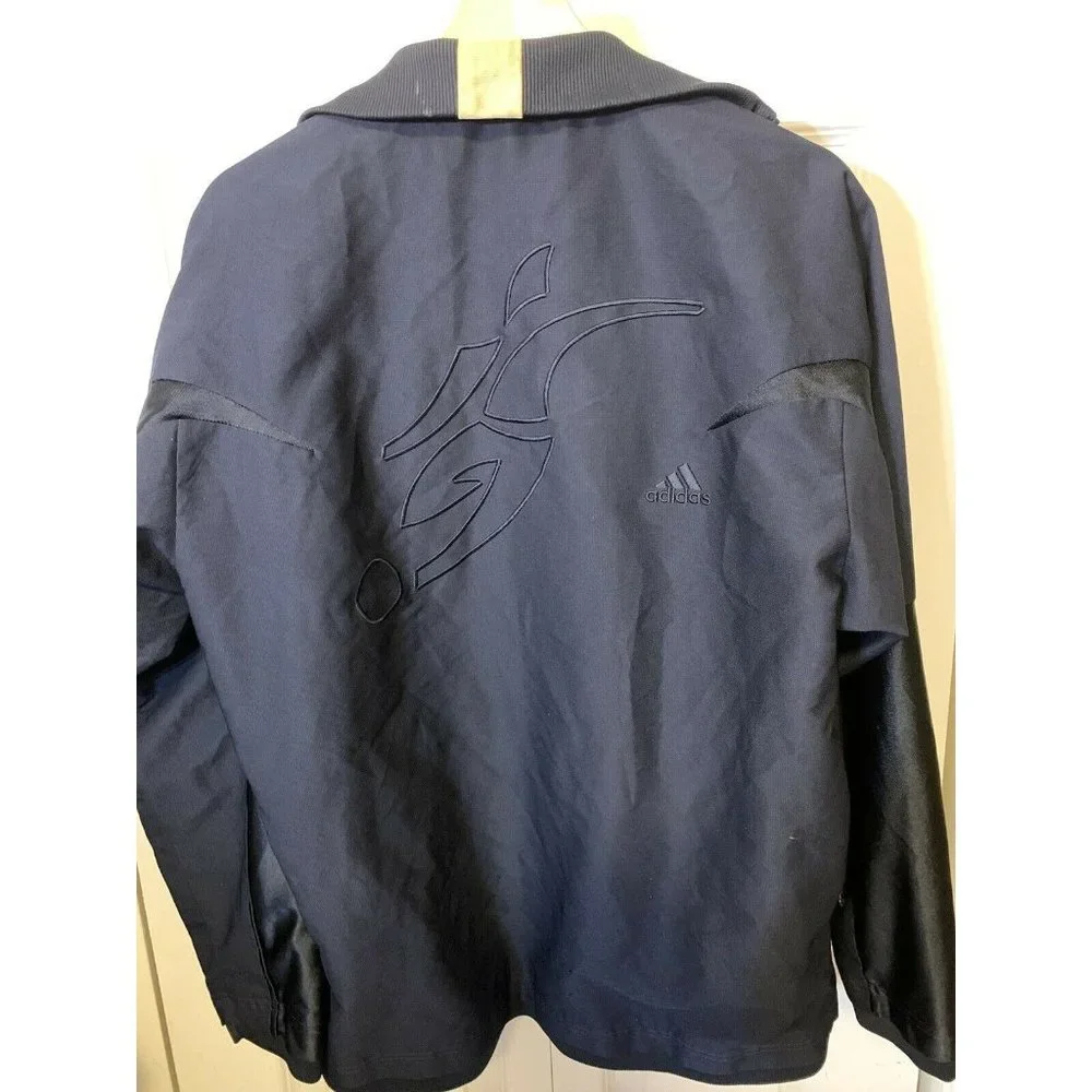 ADIDAS Navy Full Zip Men's Sz‎ S Soccer Jacket Logo kicking ball Rare